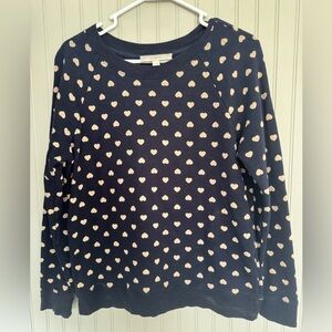 LOFT Navy and Cream/tan Heart Sweater